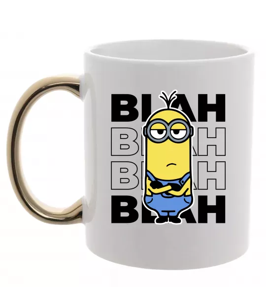 Чашка з кольоровою ручкою Minion blah blah Золото фото