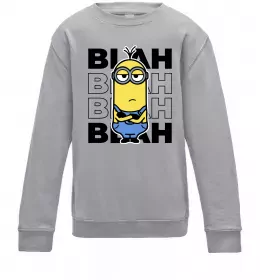 Детский Свитшот Minion blah blah Серый меланж фото