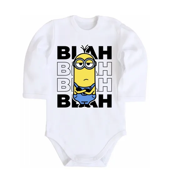 Дитячий бодік Minion blah blah Білий фото
