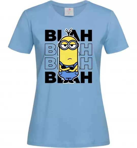 Жіноча футболка Minion blah blah Блакитний фото