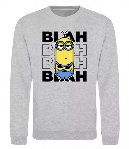 Світшот Minion blah blah Сірий меланж фото