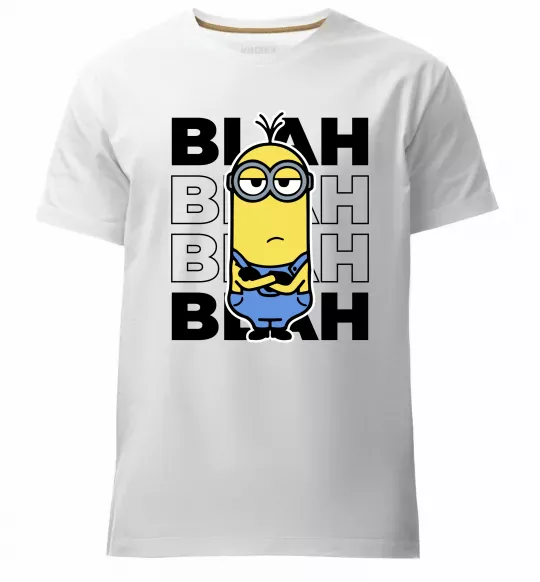 Чоловіча преміум футболка Minion blah blah Білий фото