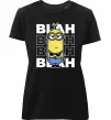 Женская премиум футболка Minion blah blah Черный фото