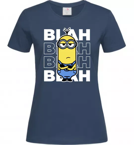 Жіноча футболка Minion blah blah Темно-синій фото