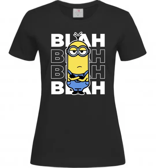 Жіноча футболка Minion blah blah Чорний фото