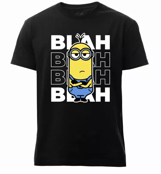 Чоловіча преміум футболка Minion blah blah Чорний фото