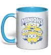 Чашка з кольоровою ручкою Minions напис Блакитний фото