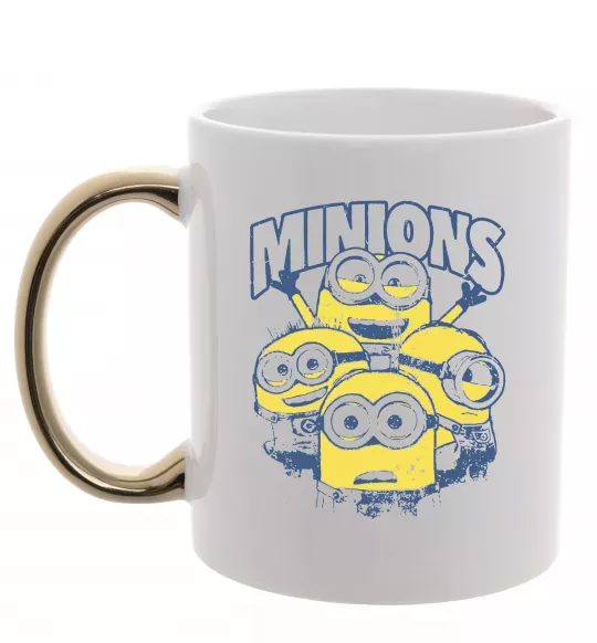 Чашка з кольоровою ручкою Minions напис Золото фото