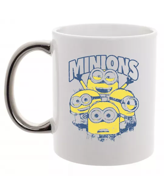 Чашка з кольоровою ручкою Minions напис Срібло фото