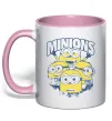 Чашка з кольоровою ручкою Minions напис Ніжно рожевий фото