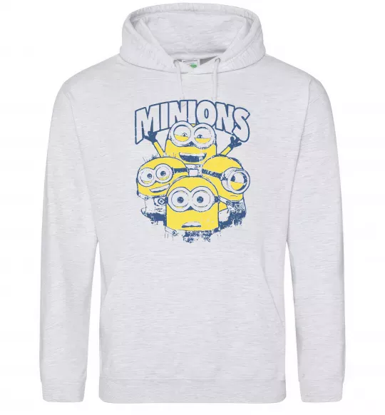 Женская толстовка (худи) Minions напис Серый меланж фото