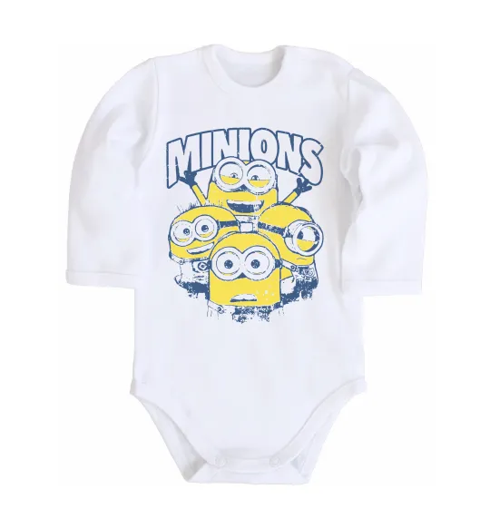 Дитячий бодік Minions напис Білий фото