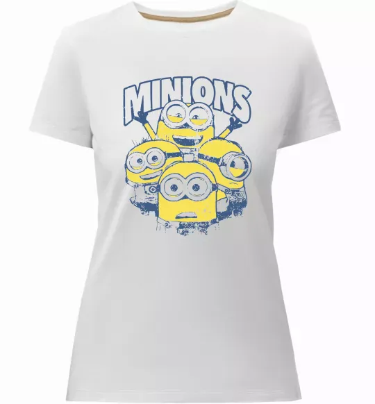 Жіноча преміум футболка Minions напис Білий фото