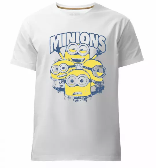 Чоловіча преміум футболка Minions напис Білий фото