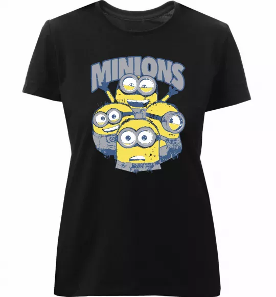 Жіноча преміум футболка Minions напис Чорний фото