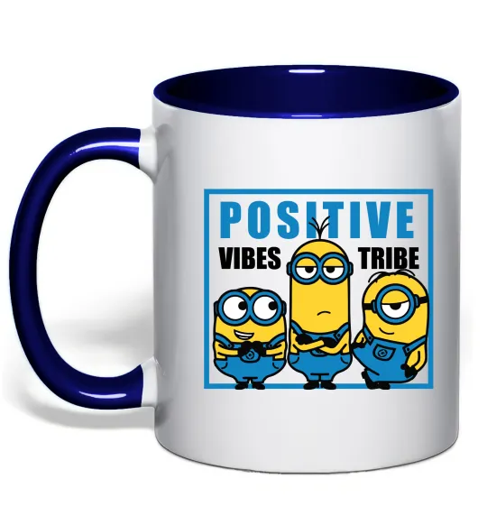 Чашка з кольоровою ручкою Positive Vibes Tribe Глибокий темно-синій фото