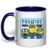 Чашка з кольоровою ручкою Positive Vibes Tribe Глибокий темно-синій фото
