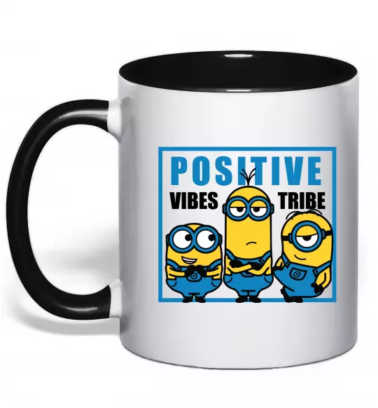 Чашка з кольоровою ручкою Positive Vibes Tribe Чорний фото