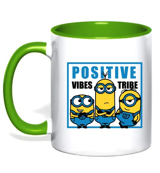 Чашка с цветной ручкой Positive Vibes Tribe Лаймовый фото
