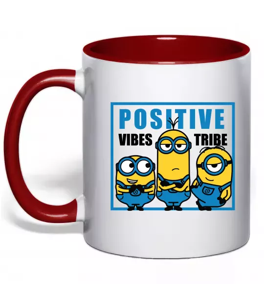 Чашка з кольоровою ручкою Positive Vibes Tribe Червоний фото