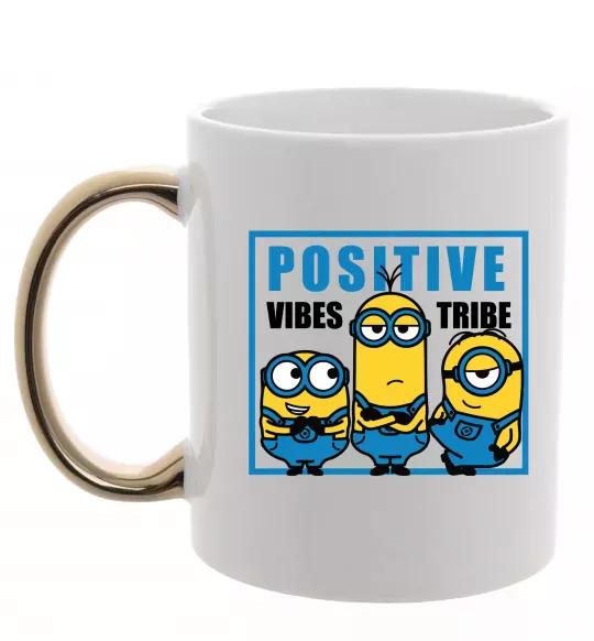Чашка з кольоровою ручкою Positive Vibes Tribe Золото фото