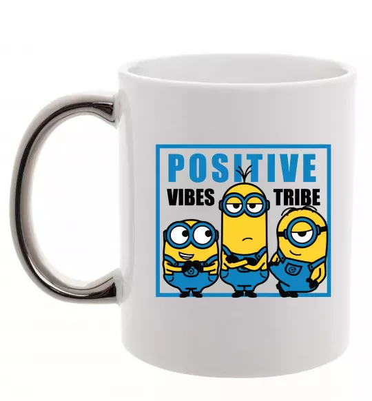 Чашка з кольоровою ручкою Positive Vibes Tribe Срібло фото