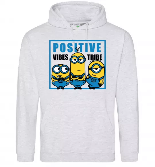 Чоловіча толстовка (худі) Positive Vibes Tribe Сірий меланж фото