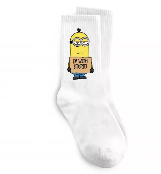Шкарпетки Minion I`m with stupid Білий фото