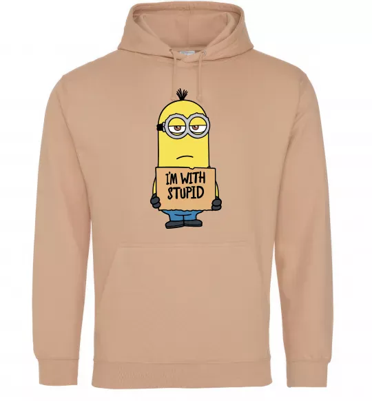 Чоловіча толстовка (худі) Minion I`m with stupid Пісочний фото