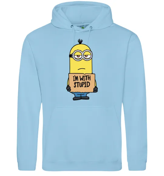 Женская толстовка (худи) Minion I`m with stupid Голубой фото