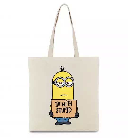 Эко-сумка Minion I`m with stupid Бежевый фото