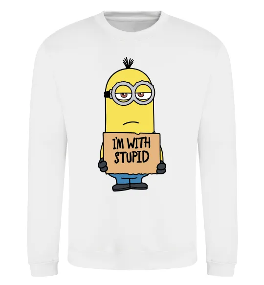 Світшот Minion I`m with stupid Білий фото