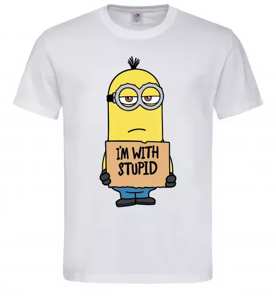 Чоловіча футболка Minion I`m with stupid Білий фото