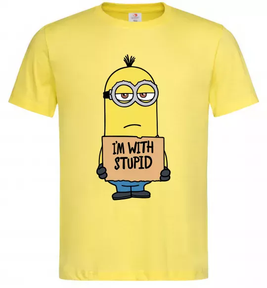 Чоловіча футболка Minion I`m with stupid Лимонний фото