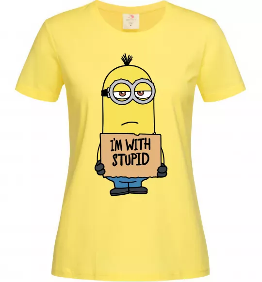 Женская футболка Minion I`m with stupid Лимонный фото