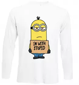 Лонгслив Minion I`m with stupid Белый фото