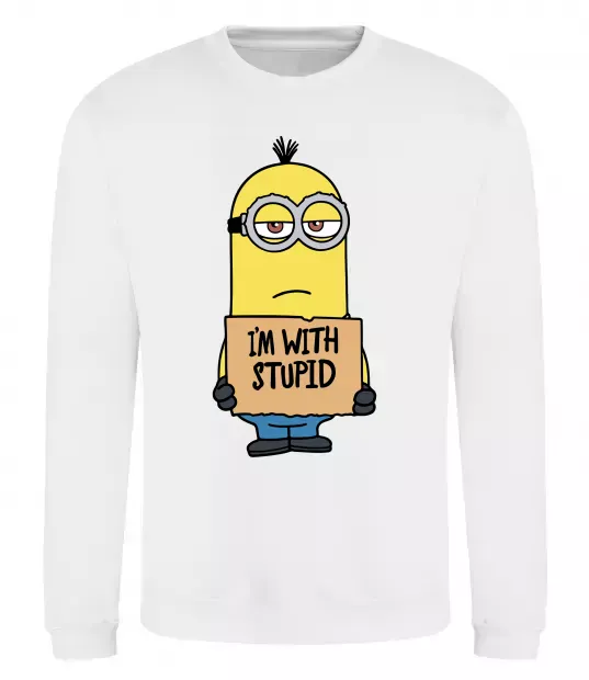 Світшот Minion I`m with stupid Білий фото
