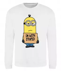 Світшот Minion I`m with stupid Білий фото