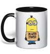 Чашка с цветной ручкой Minion I`m with stupid Черный фото