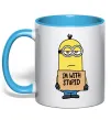 Чашка с цветной ручкой Minion I`m with stupid Голубой фото