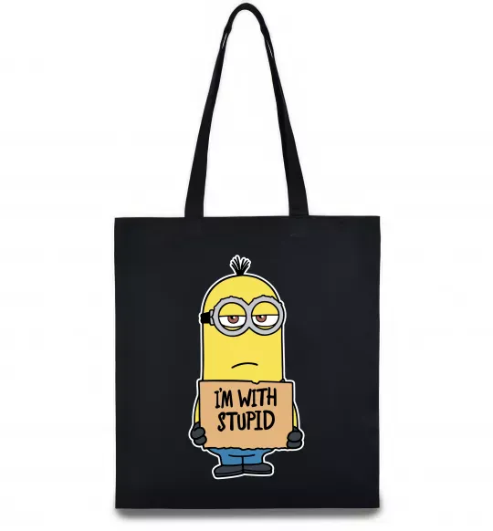 Эко-сумка Minion I`m with stupid Черный фото