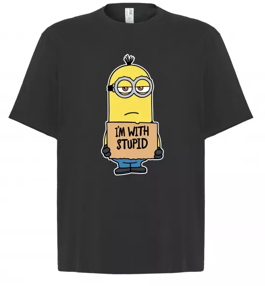 Футболка Оверсайз Minion I`m with stupid Черный фото