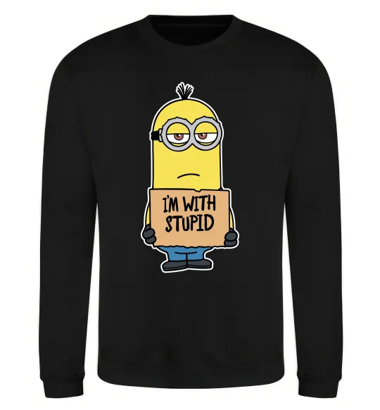 Світшот Minion I`m with stupid Чорний фото