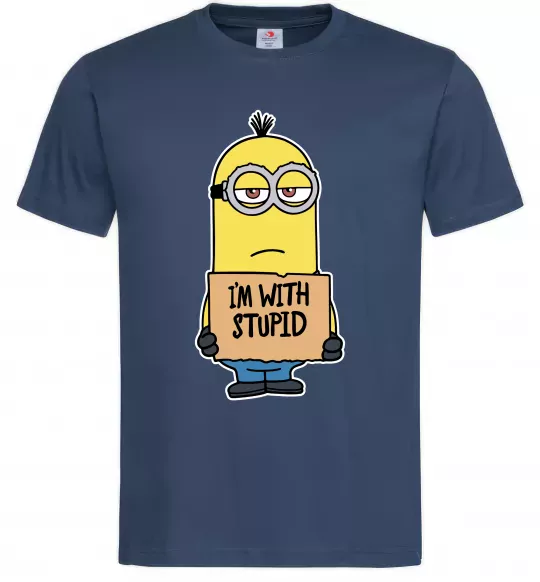 Чоловіча футболка Minion I`m with stupid Темно-синій фото