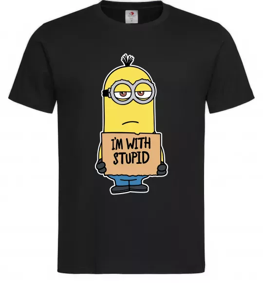 Чоловіча футболка Minion I`m with stupid Чорний фото