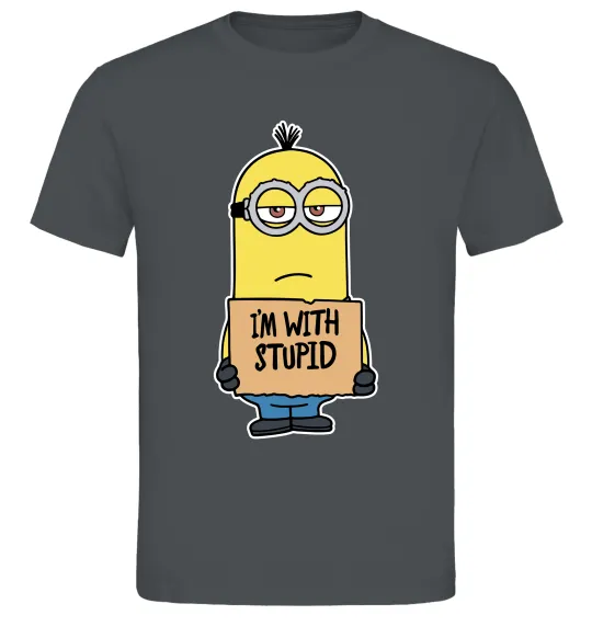 Чоловіча футболка Minion I`m with stupid Графіт фото