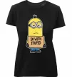 Женская премиум футболка Minion I`m with stupid Черный фото