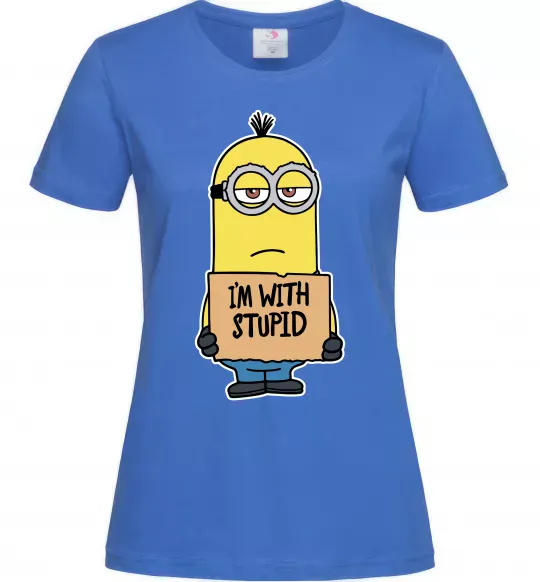 Женская футболка Minion I`m with stupid Ярко-синий фото