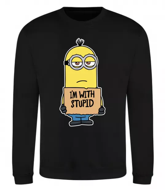 Світшот Minion I`m with stupid Чорний фото