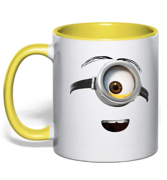 Чашка з кольоровою ручкою Міньйон обличчя Лимонний фото